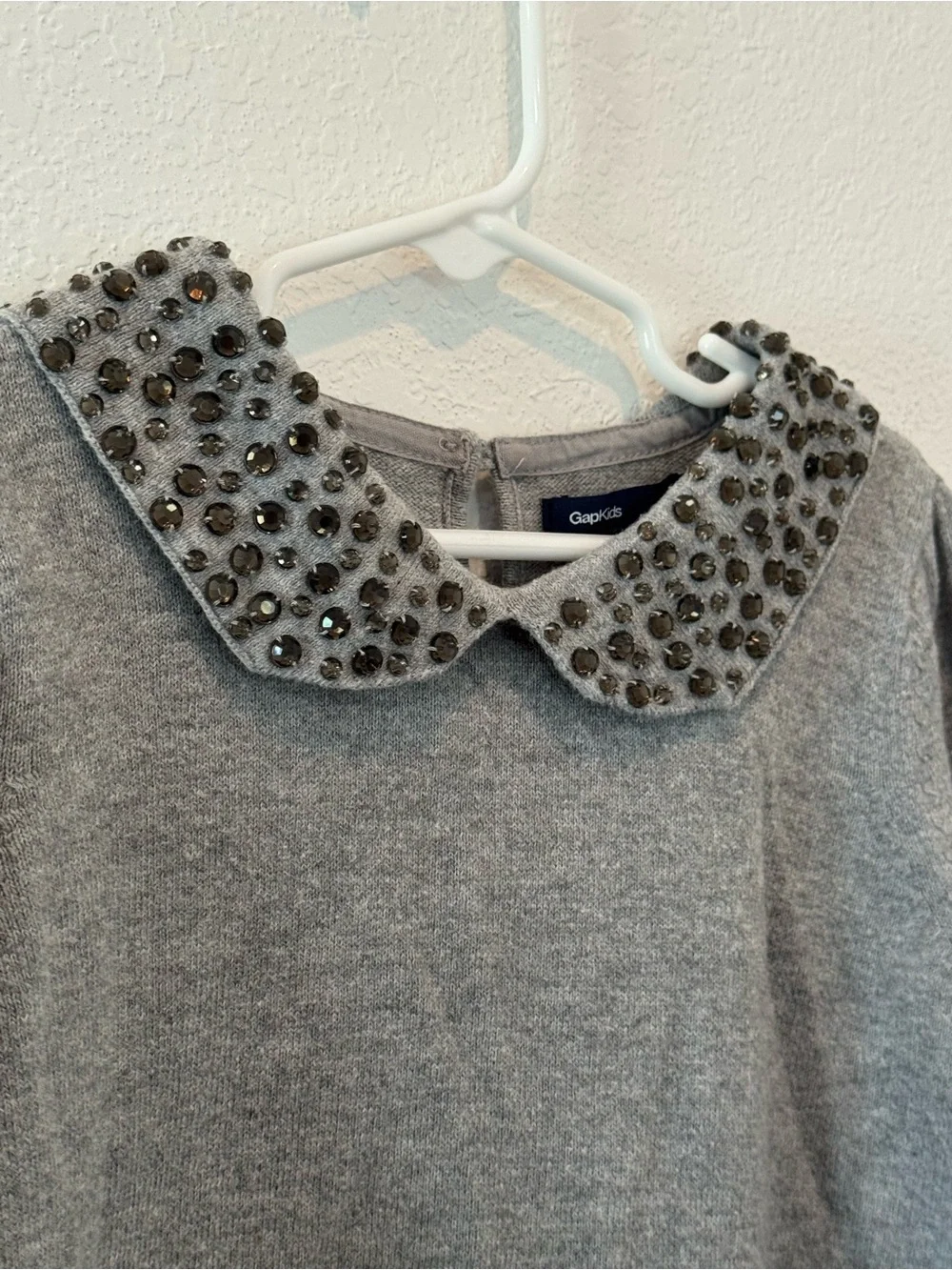 GAP Kids Light Gray Sweater with Beaded Collar